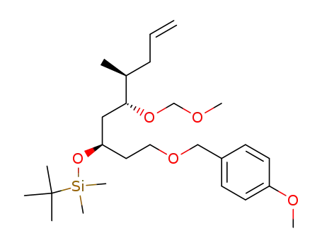 Molecular Structure of 398478-55-2 (2,4,8-Trioxa-9-silaundecane,
7-[2-[(4-methoxyphenyl)methoxy]ethyl]-9,9,10,10-tetramethyl-5-[(1S)-1-
methyl-3-butenyl]-, (5R,7R)-)