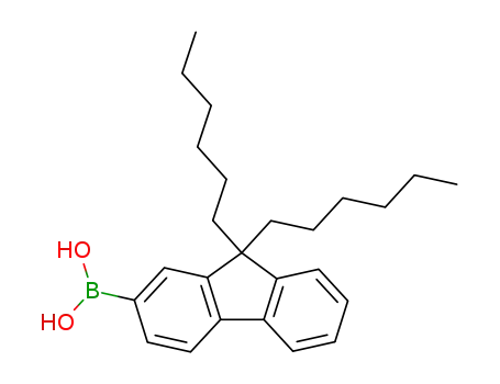 Molecular Structure of 371193-08-7 (9,9-Dihexyl-9H-fluoren-2-boronic acid)