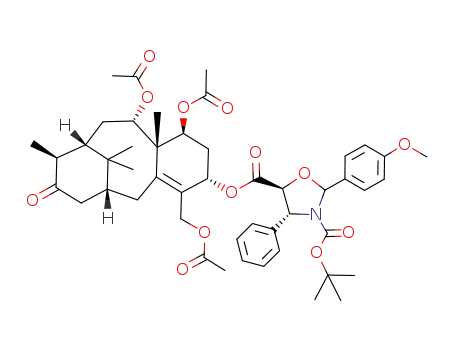 (4R,5S)-2-(4-Methoxy-phenyl)-4-phenyl-oxazolidine-3,5-dicarboxylic acid 3-tert-butyl ester 5-((1R,5S,7S,8R,9S,11S,12S)-7,9-diacetoxy-4-acetoxymethyl-8,12,15,15-tetramethyl-13-oxo-tricyclo[9.3.1.03,8]pentadec-3-en-5-yl) ester