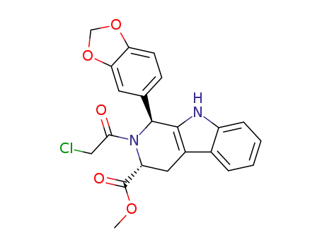 Molecular Structure of 629652-40-0 ((1S,3R)-1-Benzo[1,3]dioxol-5-yl-2-(2-chloro-acetyl)-2,3,4,9-tetrahydro-1H-b-carboline-3-carboxylic Acid Methyl Ester)