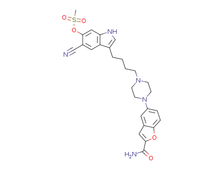 methanesulfonic acid 3-{4-[4-(2-carbamoyl-benzofuran-5-yl)-piperazin-1-yl]-butyl}-5-cyano-1H-indol-6-yl ester