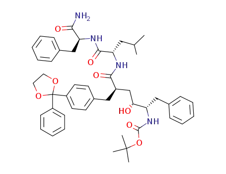 {1S-benzyl-4R-[1-(1S-carbamoyl-2-phenyl-ethylcarbamoyl)-3-(1S)-methyl-butylcarbamoyl]-2R-hydroxy-5-[4-(2-phenyl-[1.3]dioxolan-2-yl)phenyl]-pentyl}carbamic acid tert-butyl ester