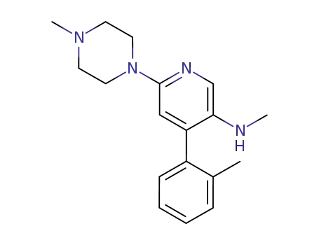 Molecular Structure of 290297-25-5 (3-PYRIDINAMINE, N-METHYL-4-(2-METHYLPHENYL)-6-(4-METHYL-1-PIPERAZINYL)-)