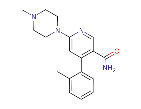 Molecular Structure of 342417-01-0 (3-Pyridinecarboxamide, 4-(2-methylphenyl)-6-(4-methyl-1-piperazinyl)-)