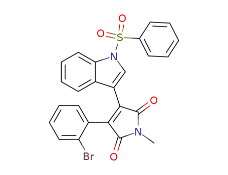 Molecular Structure of 876017-30-0 (1H-Indole,
3-[4-(2-bromophenyl)-2,5-dihydro-1-methyl-2,5-dioxo-1H-pyrrol-3-yl]-1-(
phenylsulfonyl)-)