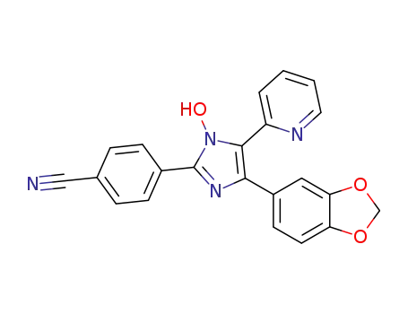 Molecular Structure of 301836-33-9 (Benzonitrile,
4-[4-(1,3-benzodioxol-5-yl)-1-hydroxy-5-(2-pyridinyl)-1H-imidazol-2-yl]-)