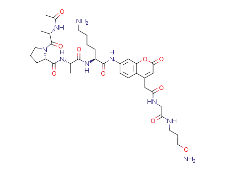 (S)-1-((S)-2-Acetylamino-propionyl)-pyrrolidine-2-carboxylic acid ((S)-1-{(S)-5-amino-1-[4-({[(3-aminooxy-propylcarbamoyl)-methyl]-carbamoyl}-methyl)-2-oxo-2H-chromen-7-ylcarbamoyl]-pentylcarbamoyl}-ethyl)-amide