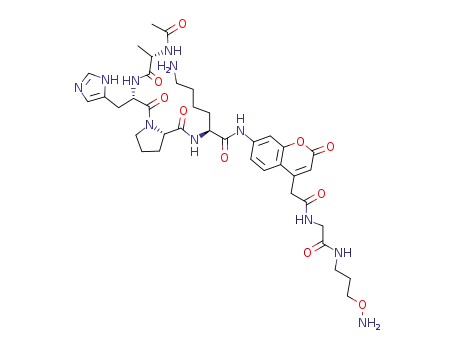 (S)-1-[(S)-2-((S)-2-Acetylamino-propionylamino)-3-(3H-imidazol-4-yl)-propionyl]-pyrrolidine-2-carboxylic acid {(S)-5-amino-1-[4-({[(3-aminooxy-propylcarbamoyl)-methyl]-carbamoyl}-methyl)-2-oxo-2H-chromen-7-ylcarbamoyl]-pentyl}-amide