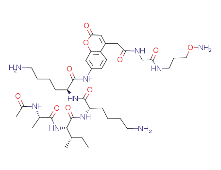 (S)-2-{(S)-2-[(2S,3S)-2-((S)-2-Acetylamino-propionylamino)-3-methyl-pentanoylamino]-6-amino-hexanoylamino}-6-amino-hexanoic acid [4-({[(3-aminooxy-propylcarbamoyl)-methyl]-carbamoyl}-methyl)-2-oxo-2H-chromen-7-yl]-amide