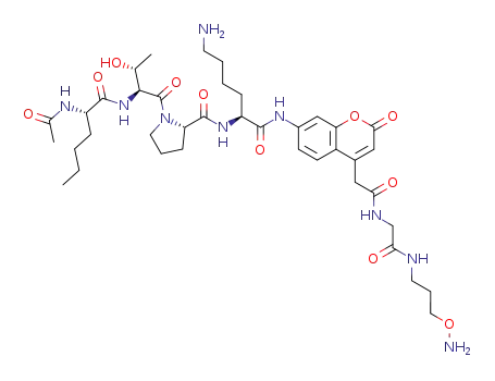 (S)-1-[(2S,3R)-2-((S)-2-Acetylamino-hexanoylamino)-3-hydroxy-butyryl]-pyrrolidine-2-carboxylic acid {(S)-5-amino-1-[4-({[(3-aminooxy-propylcarbamoyl)-methyl]-carbamoyl}-methyl)-2-oxo-2H-chromen-7-ylcarbamoyl]-pentyl}-amide