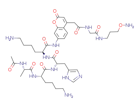 (S)-2-[(S)-2-[(S)-2-((S)-2-Acetylamino-propionylamino)-6-amino-hexanoylamino]-3-(3H-imidazol-4-yl)-propionylamino]-6-amino-hexanoic acid [4-({[(3-aminooxy-propylcarbamoyl)-methyl]-carbamoyl}-methyl)-2-oxo-2H-chromen-7-yl]-amide