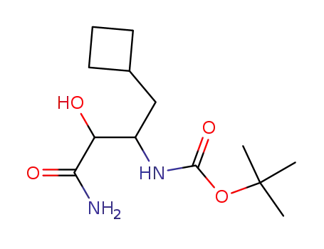 Molecular Structure of 394735-22-9 ((2-Carbamoyl-1-cyclobutylmethyl-2-hydroxy-ethyl)-carbamic acid tert-butyl ester)