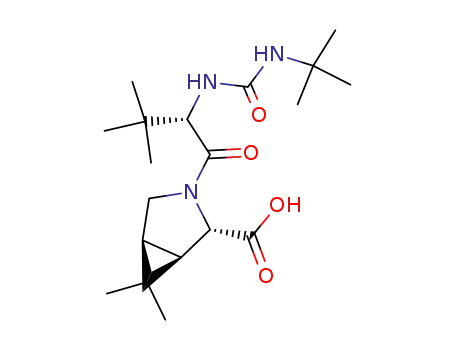 Molecular Structure of 816444-90-3 ((1R,2S,5S)-3-[(S)-2-(3-Tert-butyl-ureido)-3,3-dimethyl-butyryl]-6,6-dimethyl-3-aza-bicyclo[3.1.0]hexane-2-carboxylic acid)