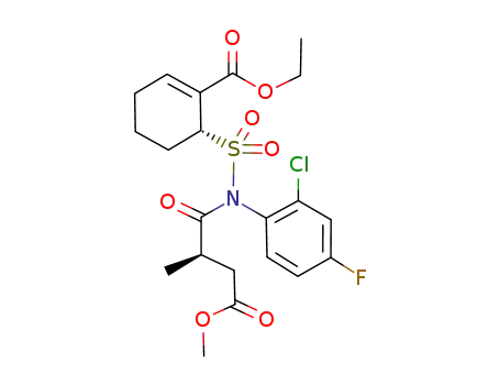 ethyl (6R)-6-({(2-chloro-4-fluoro-phenyl)-[(2R)-4-methoxy-2-methyl-4-oxobutanoyl]amino}sulfonyl)cyclohex-1-ene-1-carboxylate