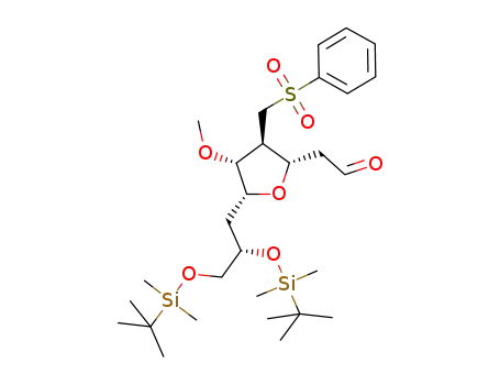 2-((2S,3S,4R,5R)-5-((S)-2,3-bis((tert-butyldimethylsilyl)oxy)propyl)-4-methoxy-3-((phenylsulfonyl)methyl)tetrahydrofuran-2-yl)acetaldehyde