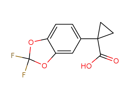 Molecular Structure of 862574-88-7 (1-(2,2-Difluoro-benzo[1,3]dioxol-5-yl)-cyclopropanecarboxylicacid)