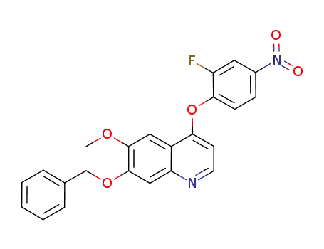 Molecular Structure of 479690-03-4 (Quinoline, 4-(2-fluoro-4-nitrophenoxy)-6-methoxy-7-(phenylmethoxy)-)