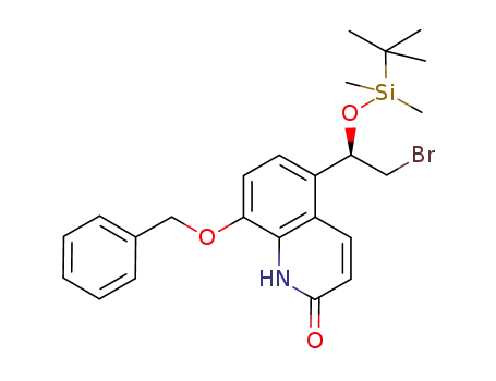 Molecular Structure of 530084-74-3 ((8-(benzyloxy)-5-[(1R)-2-broMo-1-{[tert-butyl(diMethyl)silyl]oxy}ethyl]quinolin-2(1H)-one ))