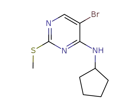 Molecular Structure of 733039-23-1 (4-PyriMidinaMine, 5-broMo-N-cyclopentyl-2-(Methylthio)-)