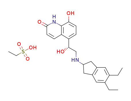 (R)-5-[2-(5,6-diethyl-indan-2-ylamino)-1-hydroxyethyl]-8-hydroxy-1H-quinolin-2-one esylate