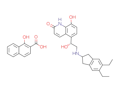 (R)-5-[2-(5,6-diethyl-indan-2-ylamino)-1-hydroxyethyl]-8-hydroxy-1H-quinolin-2-one xinafoate
