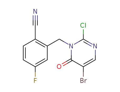 2-((5-bromo-2-chloro-6-oxopyrimidin-1(6H)-yl)methyl)-4-fluorobenzonitrile