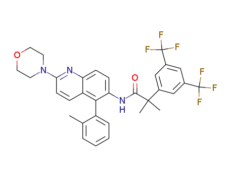 2-[3,5-bis(trifluoromethyl)phenyl]-2-methyl-N-[5-(2-methylphenyl)-2-morpholin-4-ylquinolin-6-yl]propanamide
