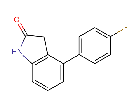 Molecular Structure of 442562-87-0 (4-(4-Fluoro-phenyl)-1,3-dihydro-indol-2-one)