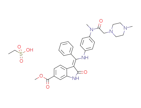 エタンスルホン酸とメチル=(Z)-3-({4-[N-メチル-2-(4-メチルピペラジン-1-イル)アセトアミド]アニリノ}(フェニル)メチリデン)-2-オキソインドリン-6-カルボキシラートの1:1塩