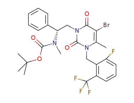 3-[2(R)-{N-tert-butoxycarbonyl-N-methylamino}-2-phenylethyl]-5-bromo-1-[2-fluoro-6-(trifluoromethyl)benzyl]-6-methylpyrimidine-2,4(1H,3H)-dione