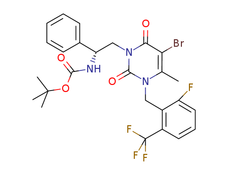 Carbamicacid,N-[(1R)-2-[5-bromo-3-[[2-fluoro-6-(trifluoromethyl)phenyl]methyl]-3,6-dihydro-4-methyl-2,6-dioxo-1(2H)-pyrimidinyl]-1-phenylethyl]-,1,1-dimethylethylester