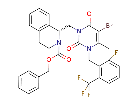 2(1H)-Isoquinolinecarboxylic acid,
1-[[5-bromo-3-[[2-fluoro-6-(trifluoromethyl)phenyl]methyl]-3,6-dihydro-4-
methyl-2,6-dioxo-1(2H)-pyrimidinyl]methyl]-3,4-dihydro-, phenylmethyl
ester, (1R)-