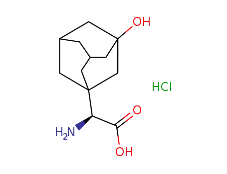 Molecular Structure of 865999-64-0 (Tricyclo[3.3.1.13,7]decane-1-acetic acid, a-amino-3-hydroxy-, hydrochloride, (aS)-)