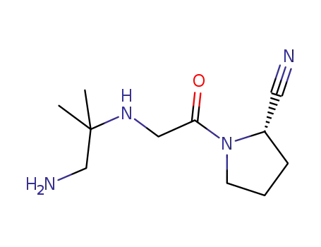 Molecular Structure of 794460-89-2 ((2S)-1-{[(1-aMino-2-Methylpropan-2-yl)aMino]acetyl}pyrrolidine-2-carbonitrile Hydrochloride)