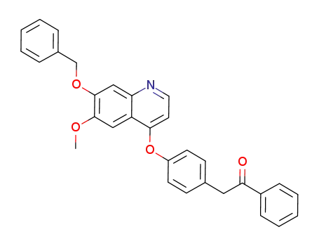 Molecular Structure of 914490-65-6 (Ethanone,
2-[4-[[6-methoxy-7-(phenylmethoxy)-4-quinolinyl]oxy]phenyl]-1-phenyl-)