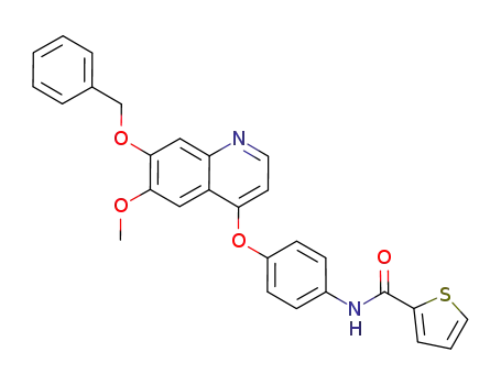 Molecular Structure of 914490-48-5 (2-Thiophenecarboxamide,
N-[4-[[6-methoxy-7-(phenylmethoxy)-4-quinolinyl]oxy]phenyl]-)