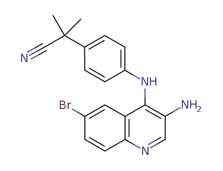Molecular Structure of 915019-52-2 (4-[(3-amino-6-bromo-4-quinolinyl)amino]-.alpha.,.alpha.-dimethyl-Benzeneacetonitrile)
