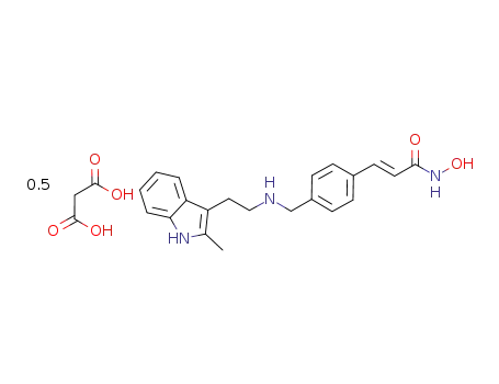 N-hydroxy-3-[4-[[[2-(2-methyl-1H-indol-3-yl)ethyl]amino]methyl]phenyl]-2E-2-propenamide hemi-malonate
