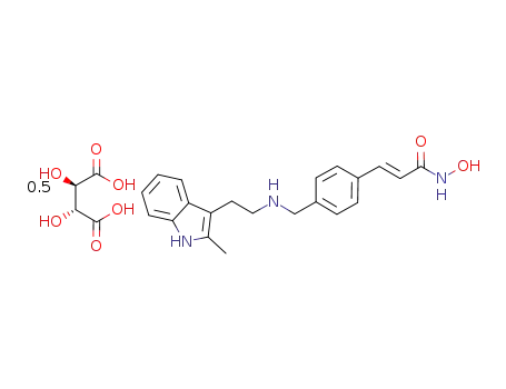 N-hydroxy-3-[4-[[[2-(2-methyl-1H-indol-3-yl)ethyl]amino]methyl]phenyl]-2E-2-propenamide hemi-L-tartarate