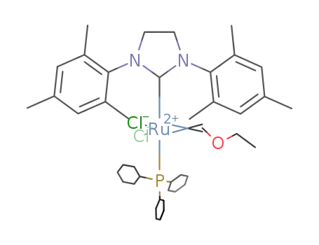 RuCl2(ethoxymethylidene)(1-mesityl-3-mesityl-4,5-dihydroimidazol-2-ylidene)(PCy3)