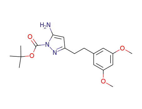Molecular Structure of 1035270-66-6 (tert-butyl 5-amino-3-[2-(3,5-dimethoxyphenyl)ethyl]pyrazole-1-carboxylate)