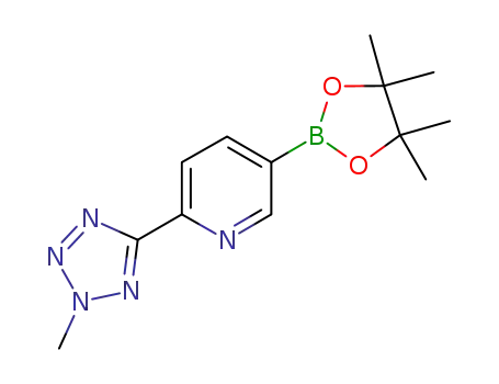 Molecular Structure of 1056039-83-8 (2-(2-Methyl-2H-tetrazol-5-yl)-5-(4,4,5,5-tetraMethyl-1,3,2-dioxaborolan-2-yl)pyridine)