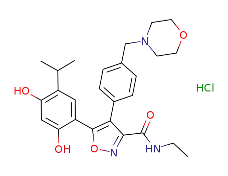 5-(2,4-dihydroxy-5-isopropyl-phenyl)-4-(4-morpholin-4-ylmethyl-phenyl)-isoxazole-3-carboxylic acid ethylamide hydrochloride