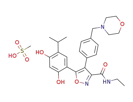 5-(2,4-dihydroxy-5-isopropyl-phenyl)-4-(4-morpholin-4-ylmethyl-phenyl)-isoxazole-3-carboxylic acid ethylamide mesylate