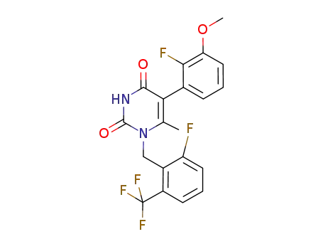 Molecular Structure of 1150560-59-0 (5-(2-Fluoro-3-methoxyphenyl)-1-[[2-fluoro-6-(trifluoromethyl)phenyl]methyl]-6-methyl-2,4(1H,3H)-pyrimidinedione)
