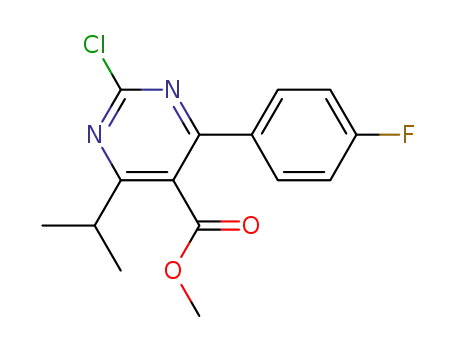 Molecular Structure of 488798-38-5 (5-Pyrimidinecarboxylic acid,
2-chloro-4-(4-fluorophenyl)-6-(1-methylethyl)-, methyl ester)