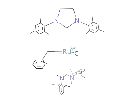 (N,N'-bis(2,6-di-isopropylphenyl)-N,N'-dimethylformamidin-2-ylidene)(1,3-dimesitylimidazolin-2-ylidene)Cl2Ru=CHPh