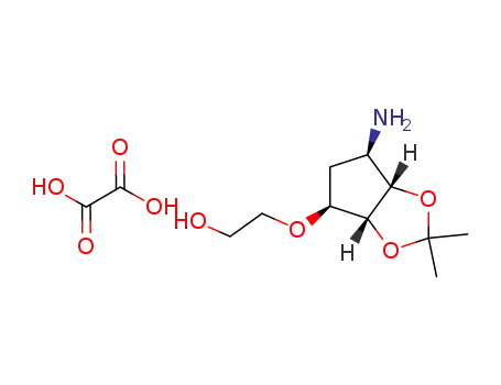 Molecular Structure of 1402150-30-4 (2-((3aR,4S,6R,6aS)-6-amino-2,2-dimethyltetrahydro-3aH-cyclopenta[d][1,3]dioxol-4-yloxy)ethanol oxalate)
