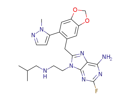 2-fluoro-9-(2-(isobutylamino)ethyl)-8-((6-(1-methyl-1H-pyrazol-5-yl)benzo[d][1,3]dioxol-5-yl)methyl)-9H-purin-6-amine