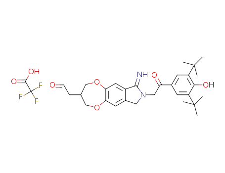 2-(8-(2-(3,5-di-tert-butyl-4-hydroxyphenyl)-2-oxoethyl)-7-imino-2,3,4,7,8,9-hexahydro-[1,4]dioxepino[2,3-f]isoindol-3-yl)acetaldehyde trifluoroacetate